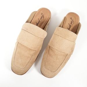 Free People At Ease Tan Suede Loafer Mule Flats